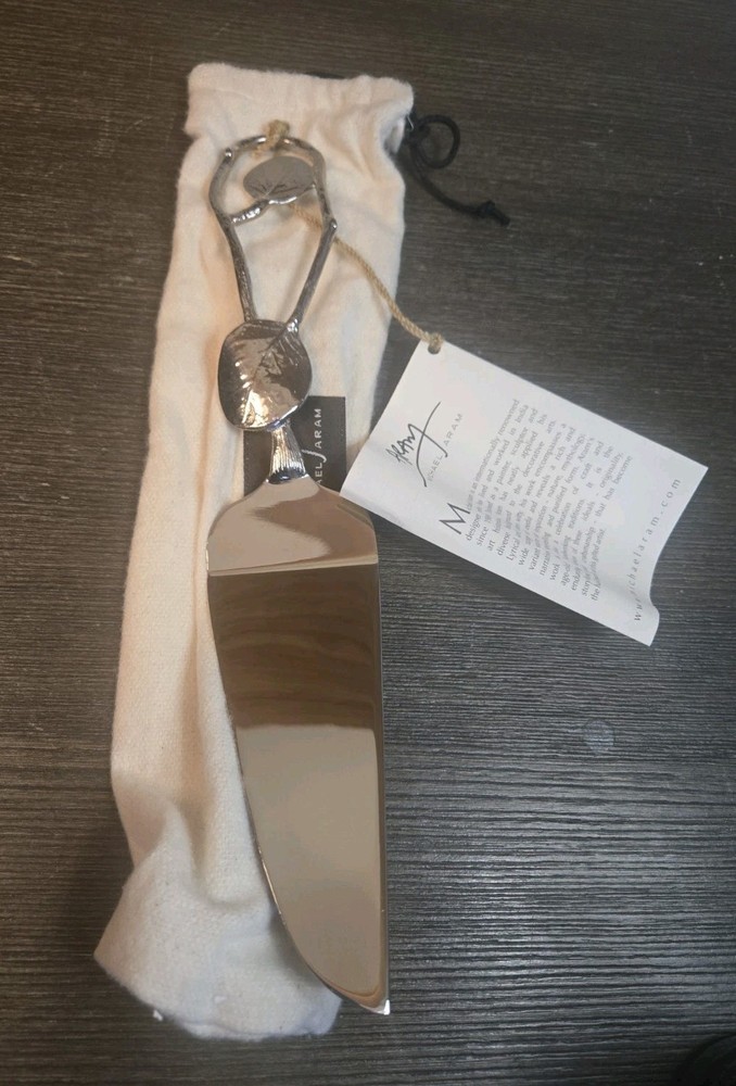 Michael Aram Botanical Leaf Cake Server Wedding Celebration Knife With Tag Box