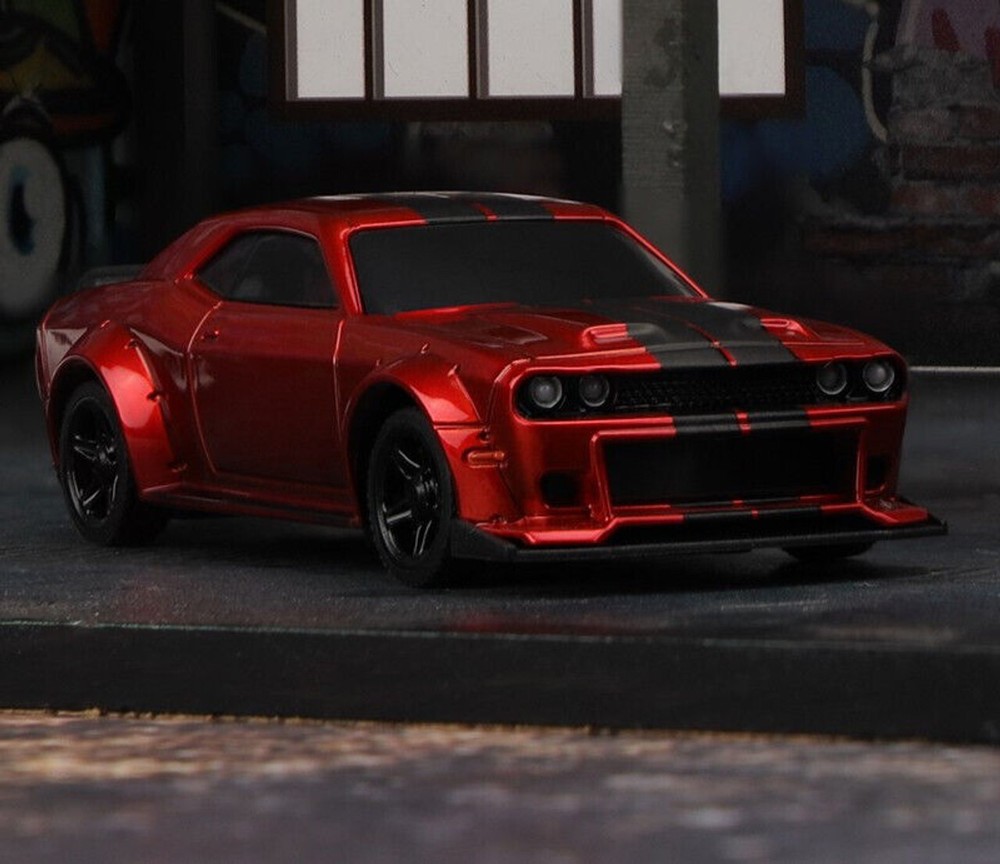RC 1/76 Micro Car DODGE CHALLENGER SRT Hellcat w/ LED Lights -RED-