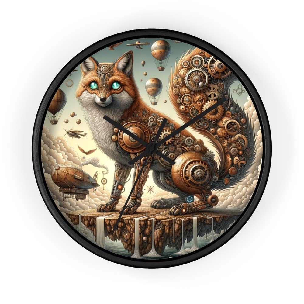 Home Decor Wall Clock Steampunk Fox Mechanical Art Print