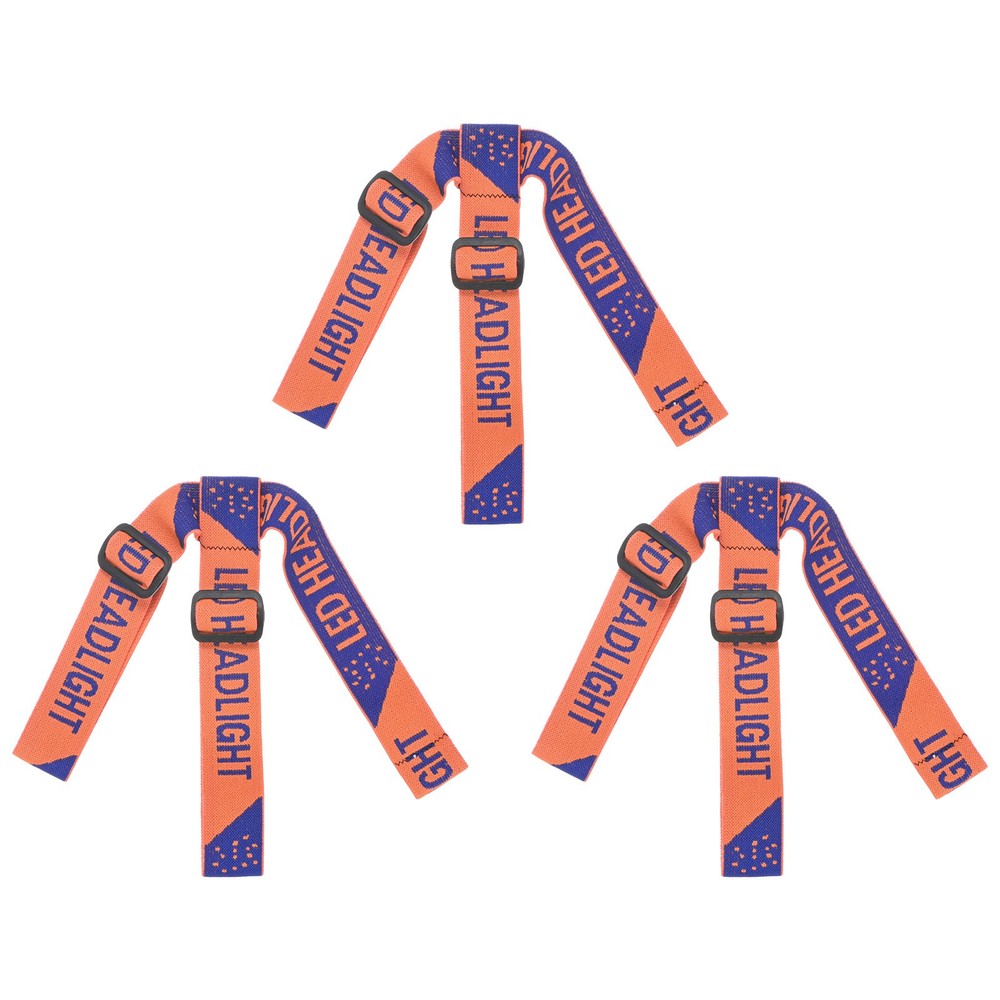 3-Pack Headlamp Strap Replacement Headband for Camping Orange Red,Blue