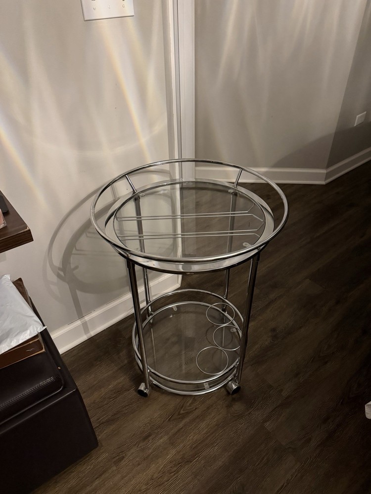 Round Glass Bar Cart