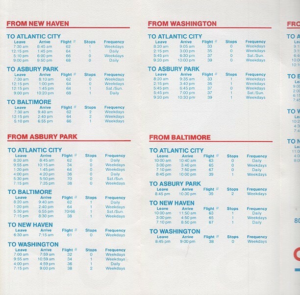 Ocean Airways timetable 1979/12/01