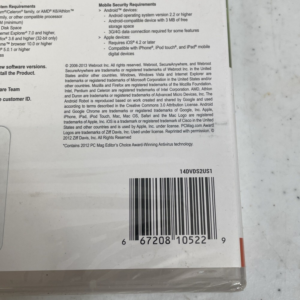SEALED Webroot Secure Anywhere Advanced Security for PC, Mac Mobile Devices New