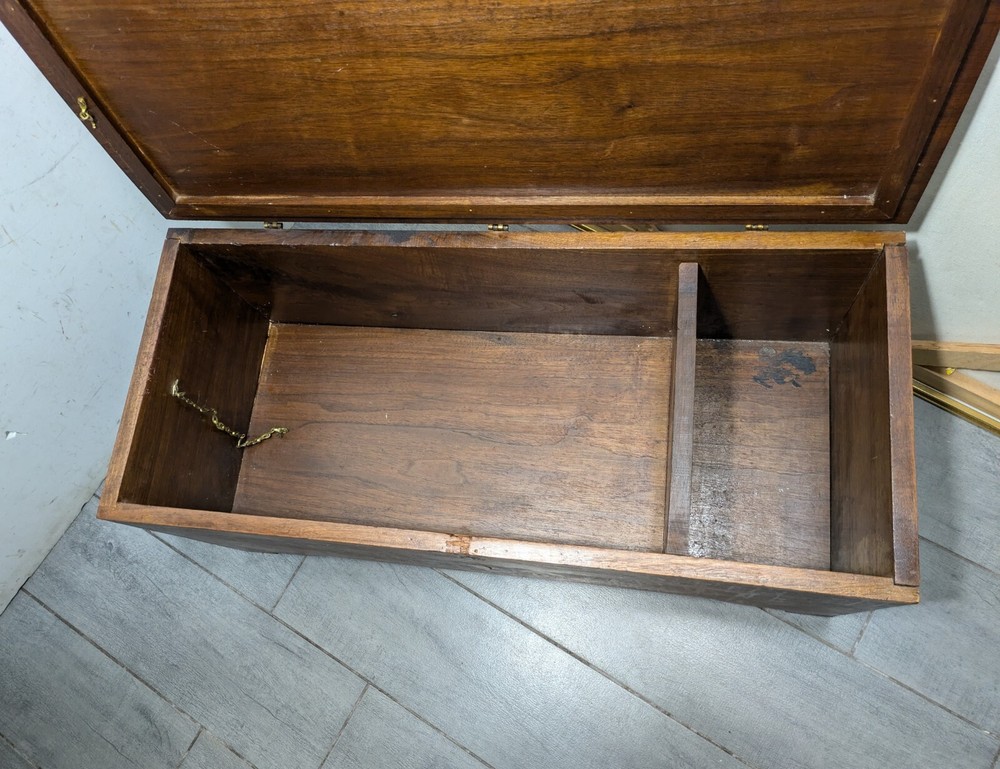 Antique Rustic Solid Wood Carpenter Tool Storage Box Chest Trunk with Lid N65