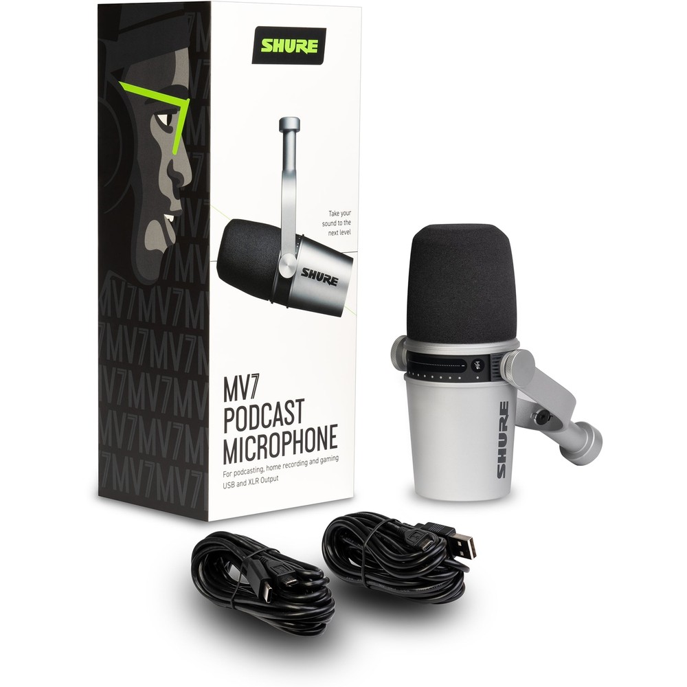 Shure MV7-S MV7 Podcast Microphone - Silver