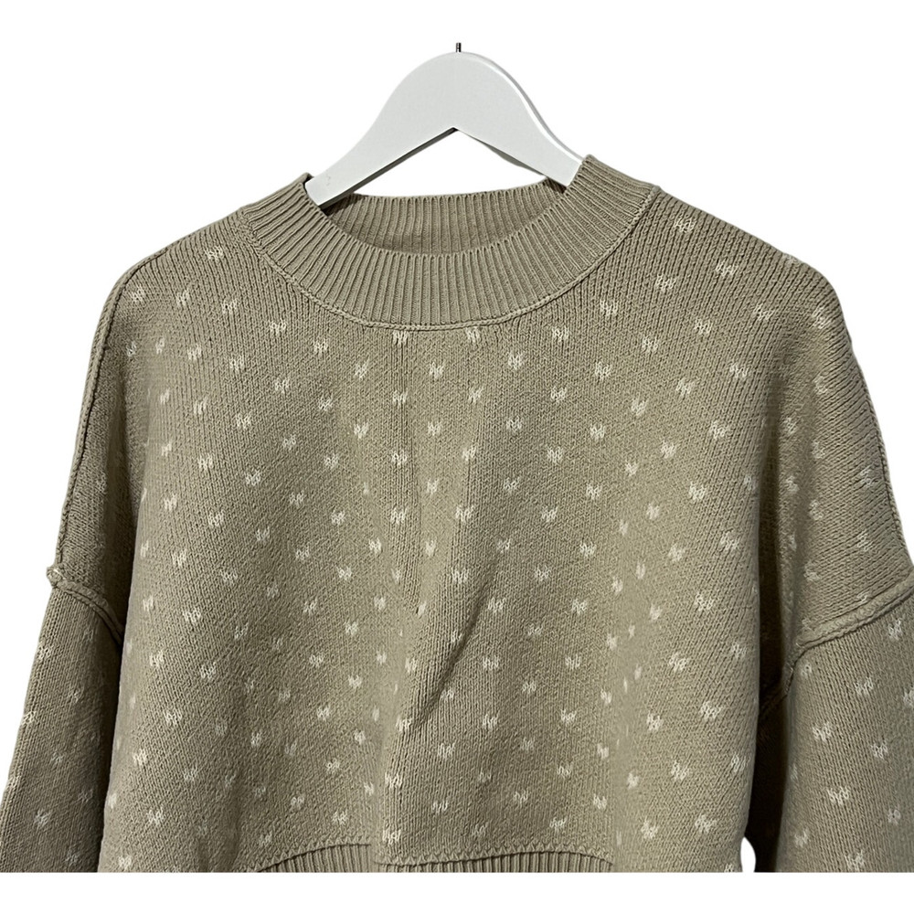 FREE PEOPLE WMNS MEDIUM PATTERN EASY STREET CROP PULLOVER SWEATER OATMEAL IVORY