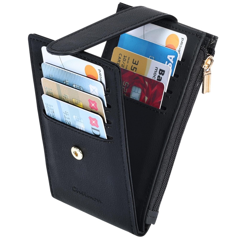 Chelmon Womens Wallet Slim RFID Blocking Bifold Multi One Size, Black Smooth