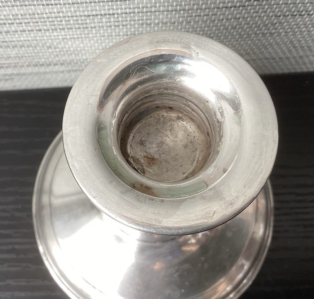 Vintage Sterling Silver Weighted Silver Candle Holder, Marked