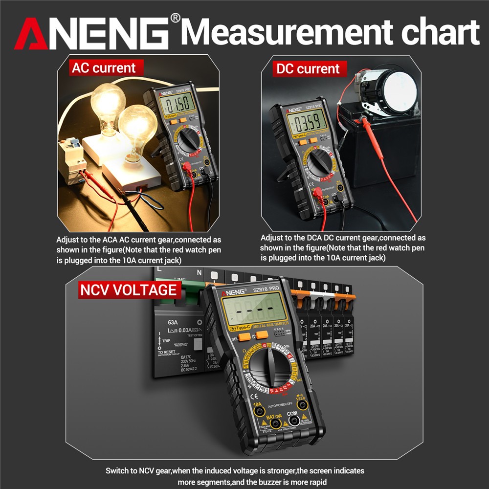 Digital Display Multimeter Voltmeter AC DC Volt Ohmmeter Tester Meter Auto Range