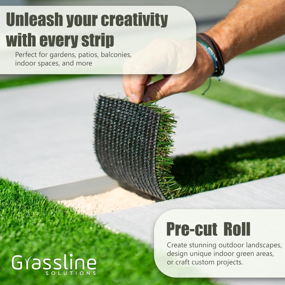 Artificial Grass Strip 5"x25' – Realistic 1" Thick Synthetic Turf Roll