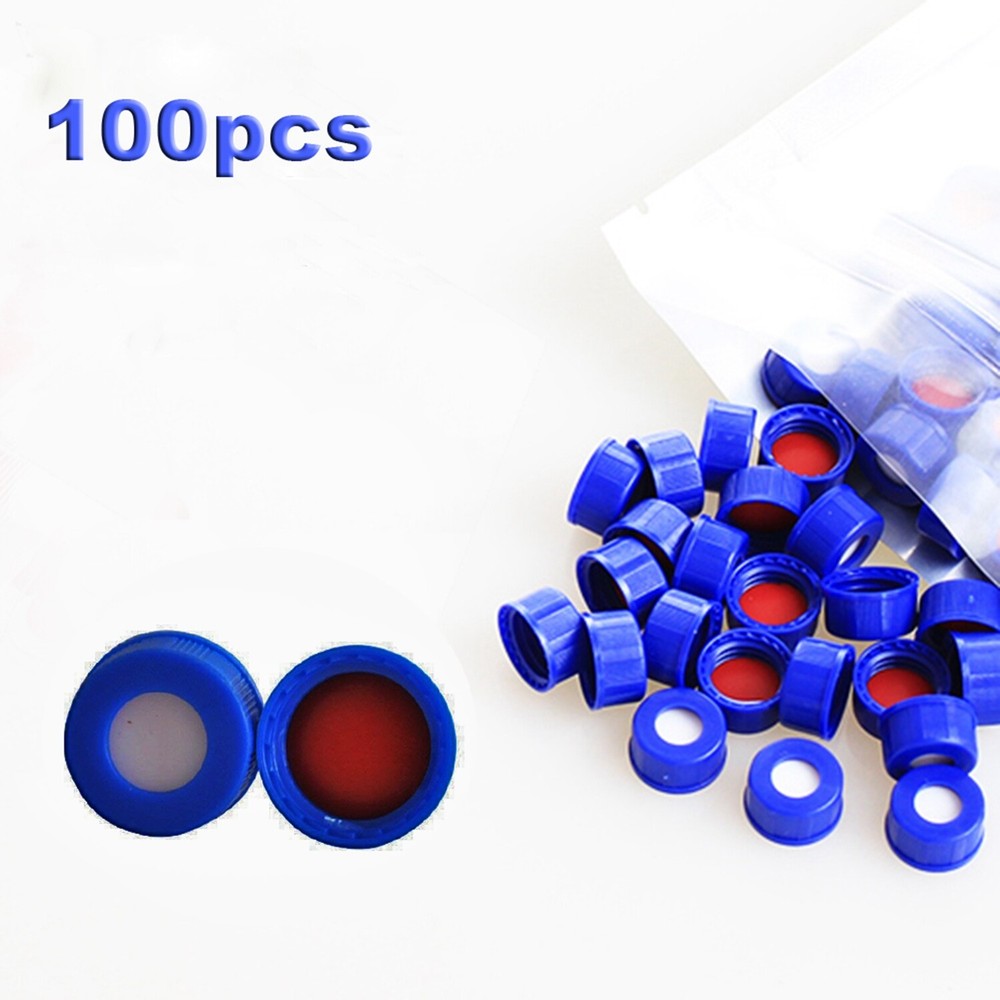 2000PCS 9-425 Screw Thread Caps, Red PTFE/White Silicone Septa, 100pcs/Pack HPLC