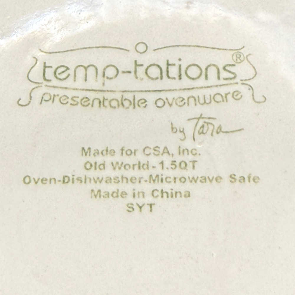 Temp-Tations Old World 1.5,1 & .5 QT Nesting Ceramic Mixing Bowls Red Pattern