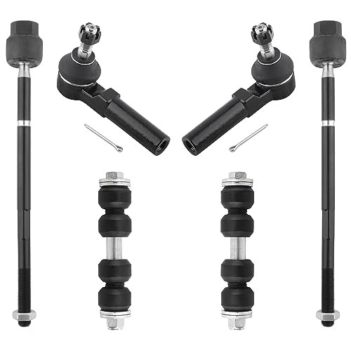 (Set of 6) Front Stabilizer Sway Bar End Links + Front Inner & Outer Tie Rod
