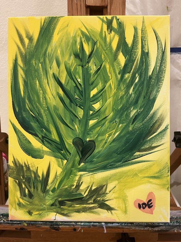 BLESSED#856 Leaf Leaves 11x14 Original Canvas Modern Expression Abstract