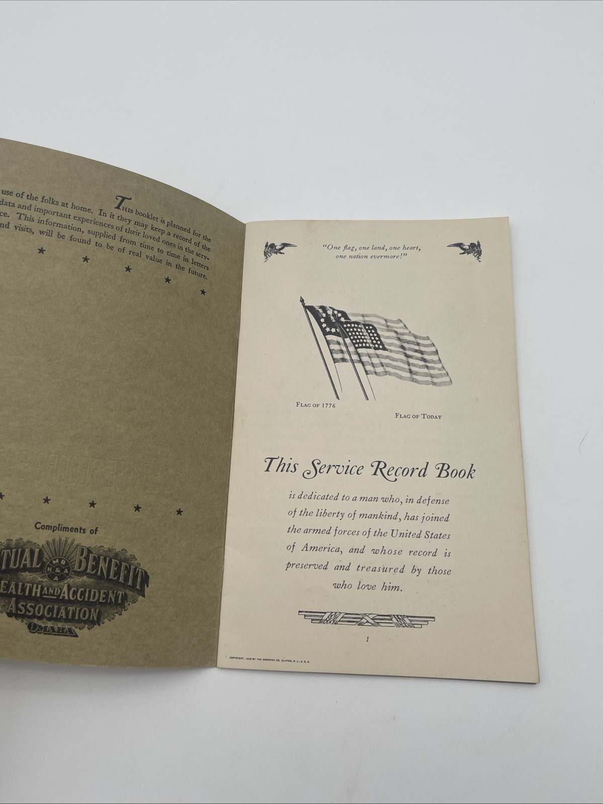 WWII Army Navy Marines War Service Record Book Military Ranks Medals Blank 1942