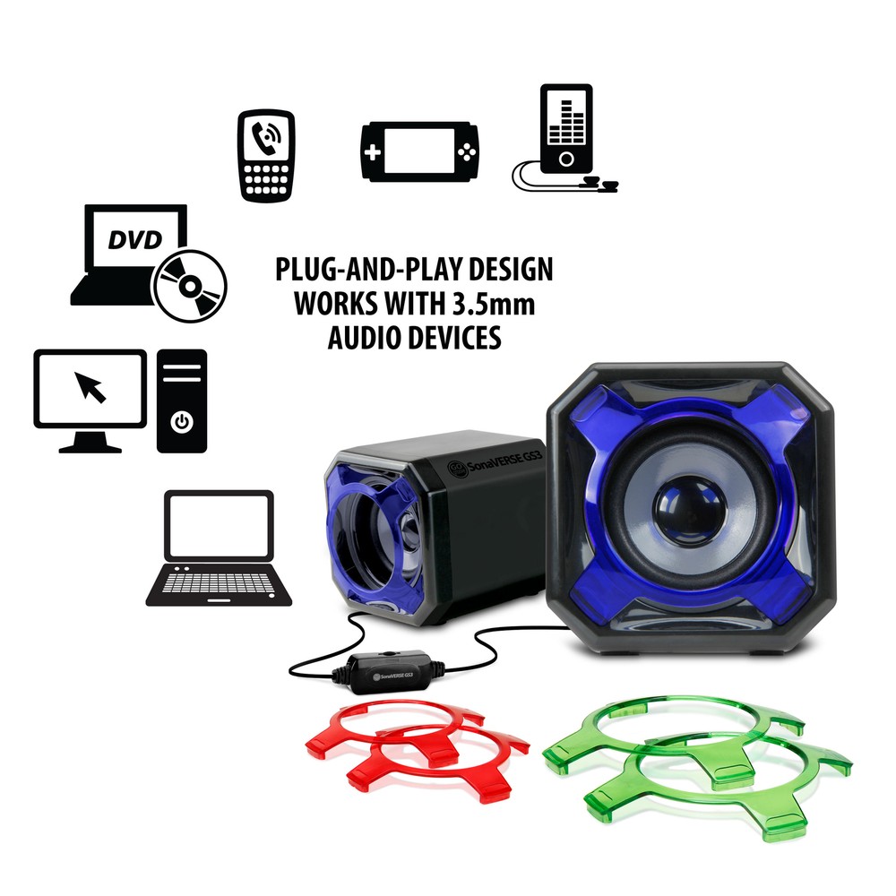 USB Computer Gaming Speakers with Interchangeable Grills & Powerful 5W Drivers