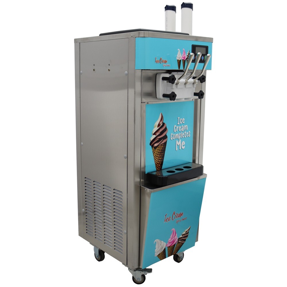 3 Flavors Soft Ice Cream Machine 20-30L/h Output Capacity LCD Display Controller