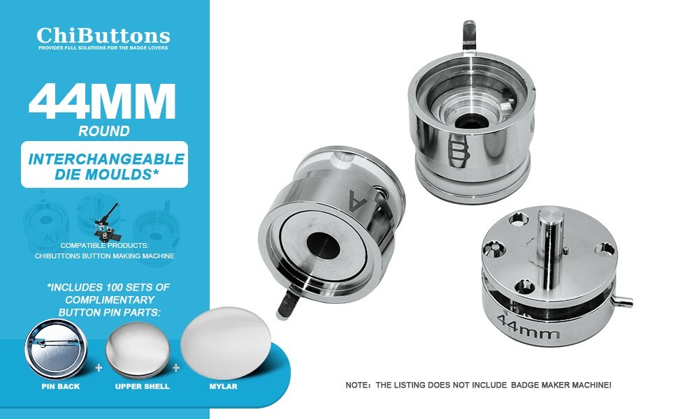 ChiButtons Mould-44mm (1.75") Round Interchangeable Moulds for Button Maker-B400