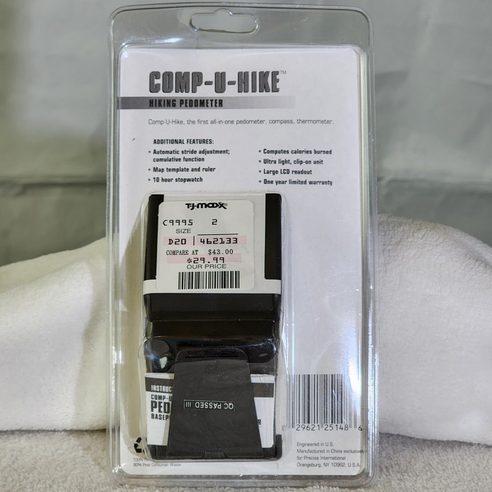 Precise Compu-U-Hike Pedometer Compass Thermometer Model #25148 NEW IN ORIG PKG