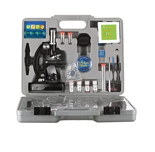 AmScope 120X-1200X Kids Microscope STEM Kit 52pcs M30-ABS-KT51 Black