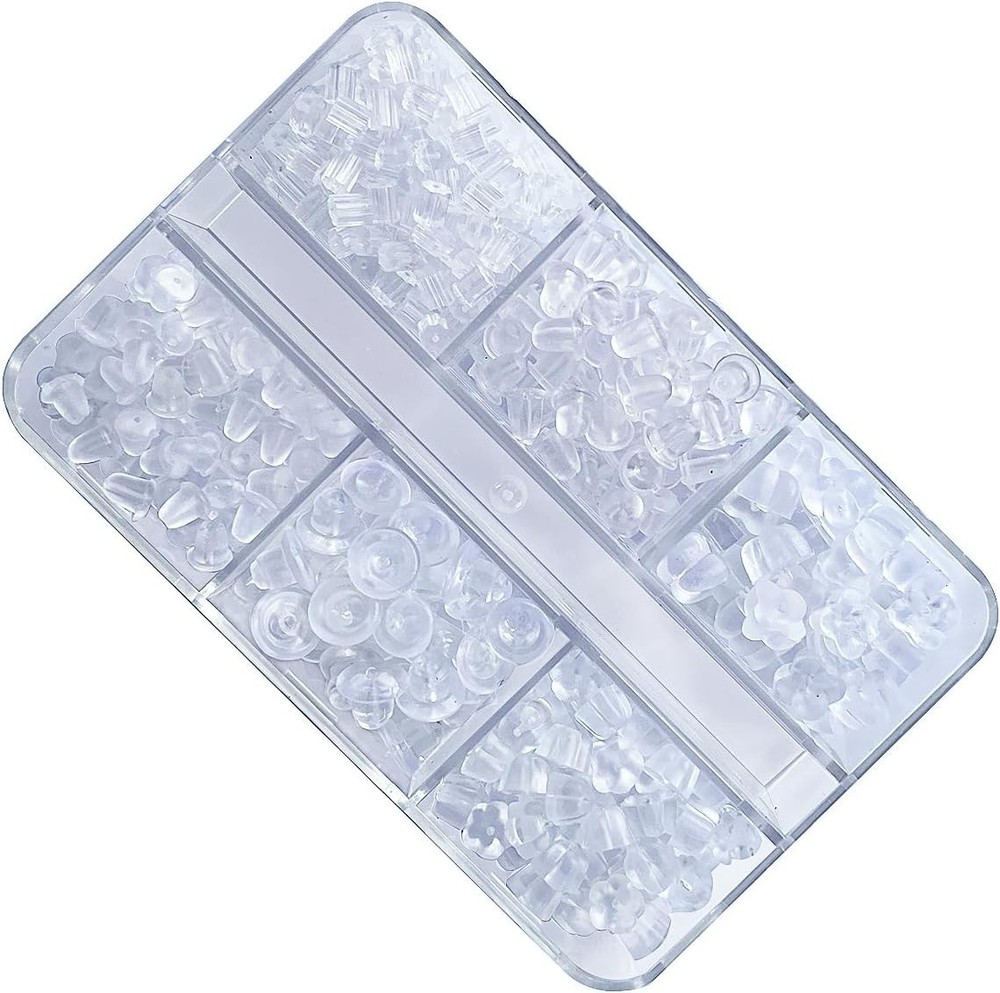 6 Assorted Clear Silicone Earring Backs - Hypoallergenic & Secure Clutch Design