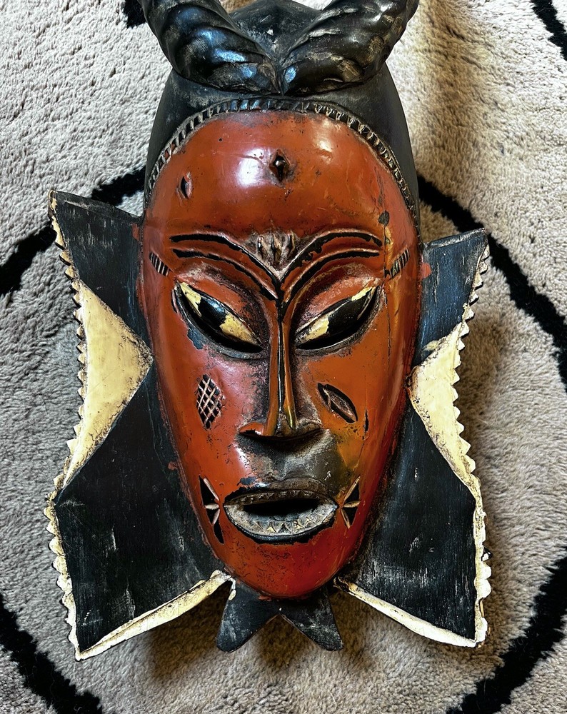 Vintage Tribal Guro Horned Mask