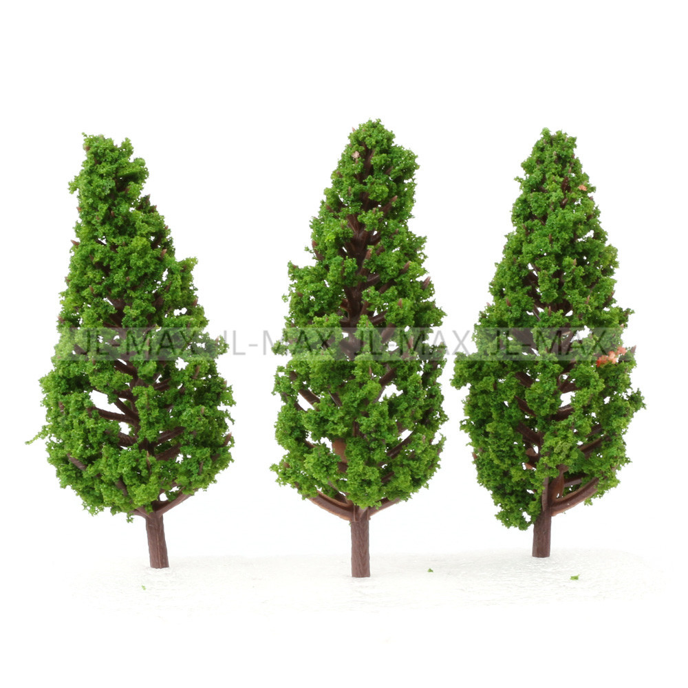80pcs Model Pine Trees Deep Green For N HO Scale Layout 68mm