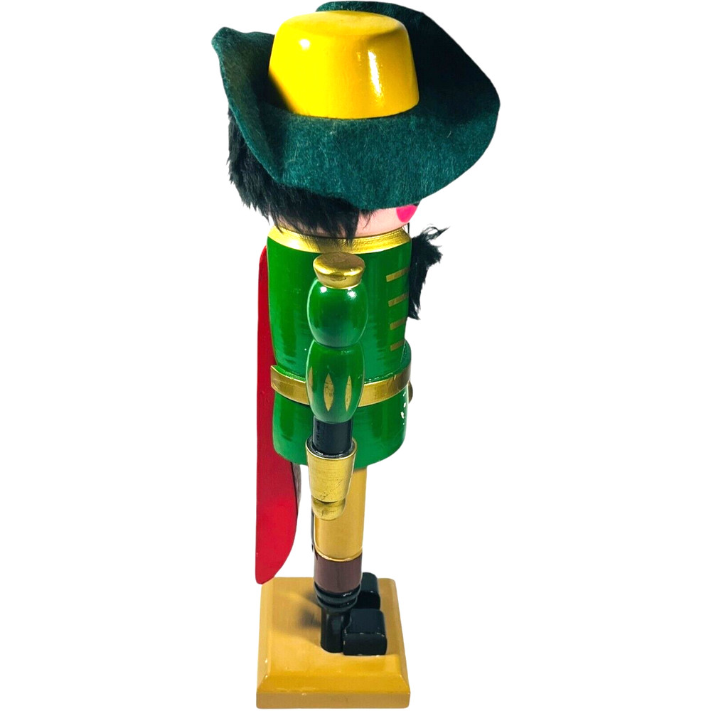 Nutcracker Green & Yellow Musketeer 12" Vintage / Nut Cracker