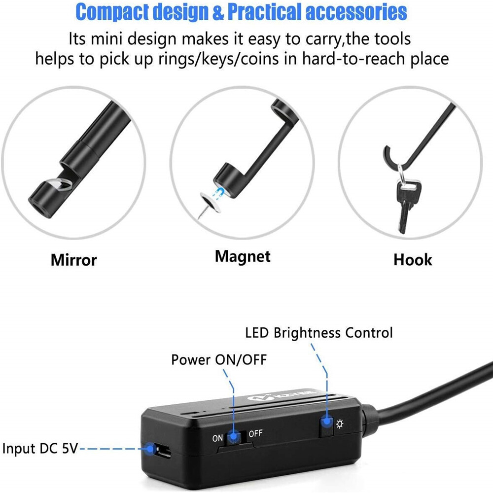 6LED USB Snake Endoscope Borescope HD Inspection Camera Scope for Android IOS