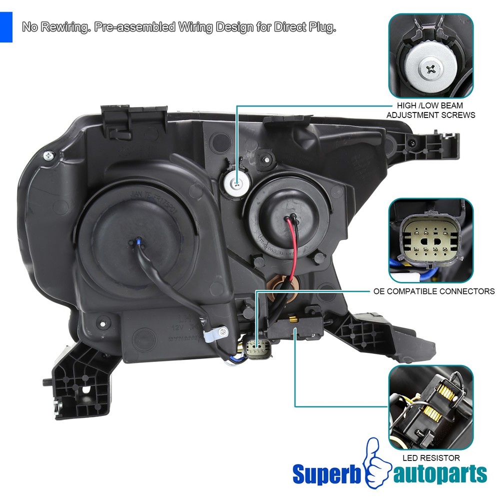 Fits 2019-2022 Ford Ranger Projector Headlight Sequential LED Switchback Black