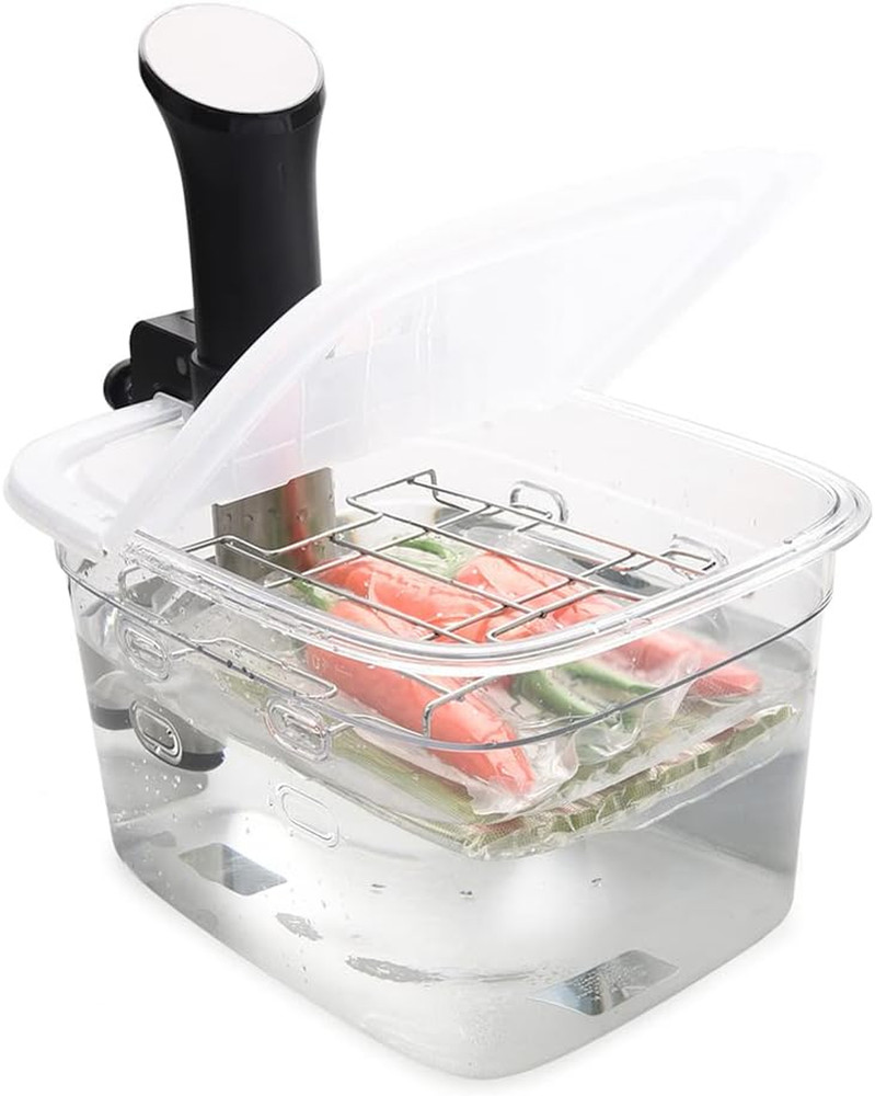 Versatile 12-Quart Sous Vide Container with Built-In Rack and Collapsible Hinged
