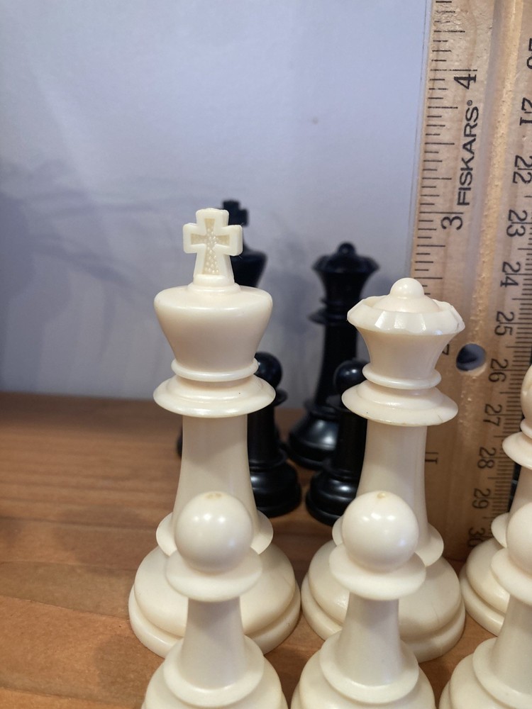 Vintage Black & Ivory Chess Set Complete Mid Century Modern