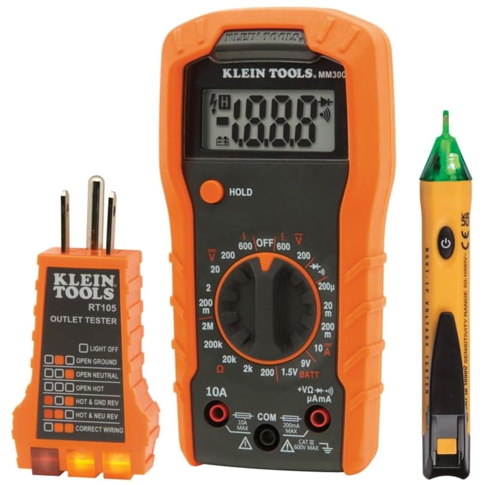 Professional Electrical  Kit: Digital Multimeter, Voltage Tester & Outlet Tester