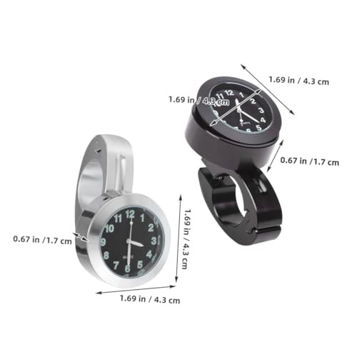 2pcs Waterproof Motorcycle Handlebar Clock, Chrome Dial Clock for 7/8" to 1"