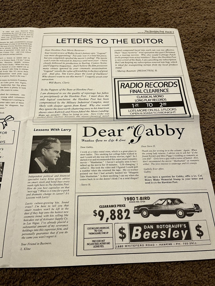 Stranger Things The Hawkins Post Newspaper TV Memorabilia from ST experience
