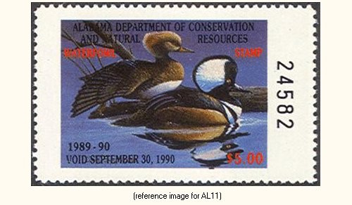 HALFPRICEDUCK Alabama Duck Stamp 1989 $5.00