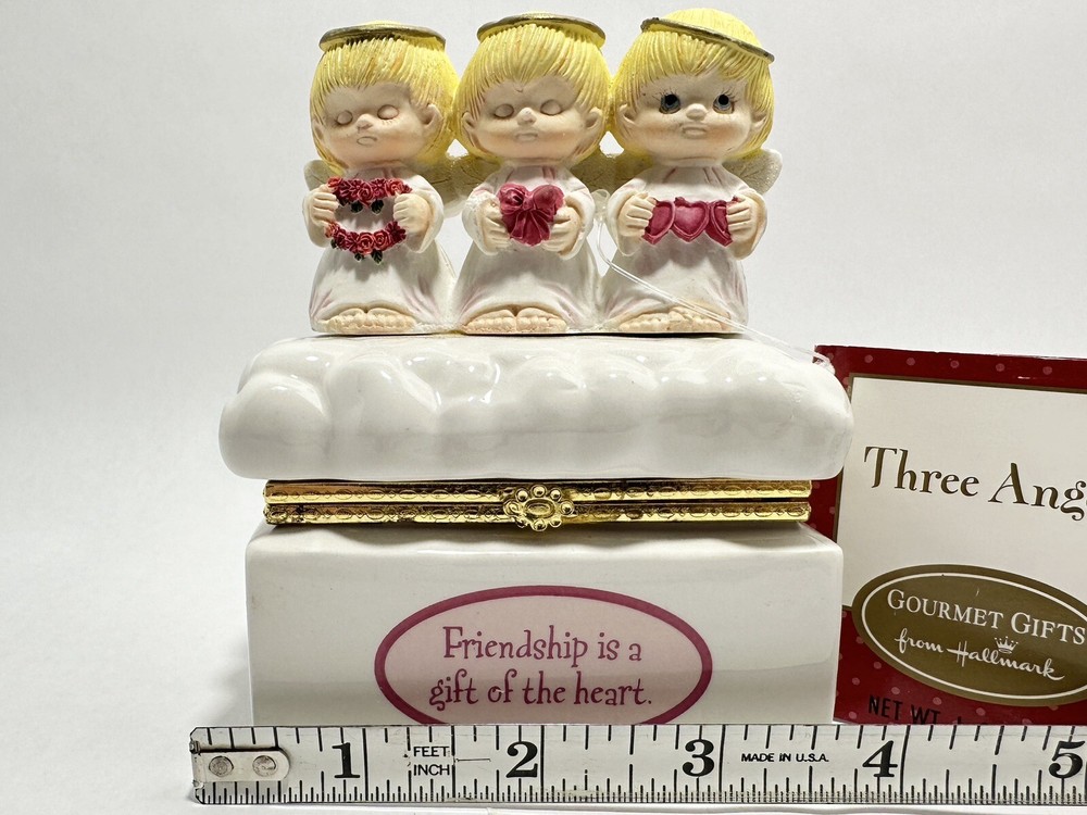 Hallmark Three Angels Hinged Trinket Box Empty