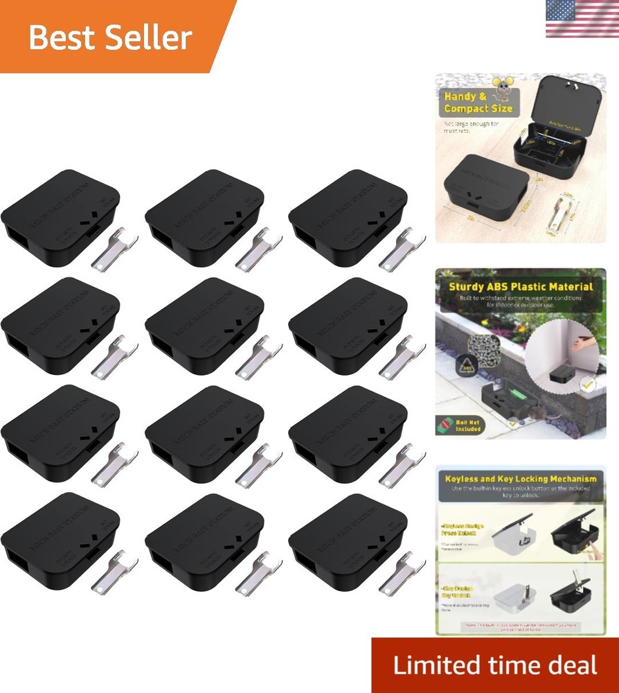 Robust 12 Pack Mouse Stations - Keyless Design for Effective Rodent Control