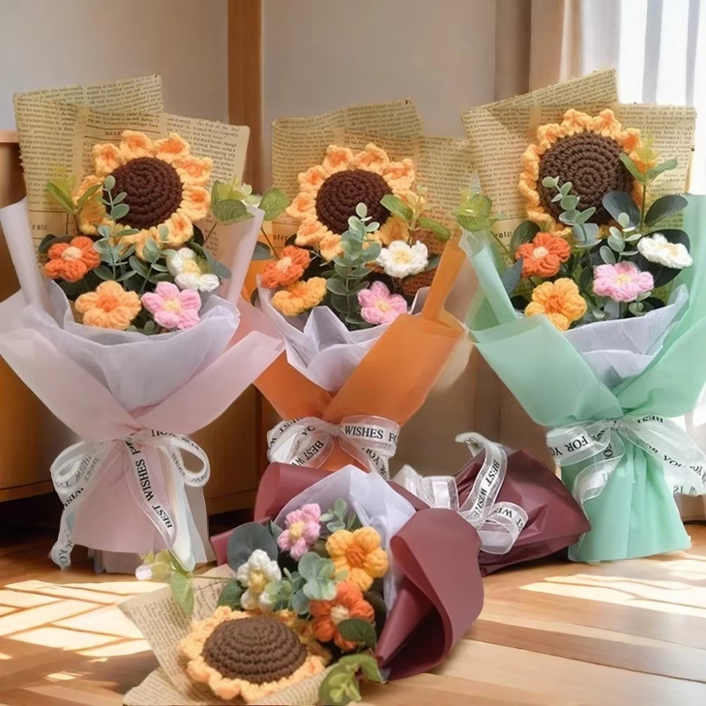 Handmade Crochet Sunflower Bouquet
