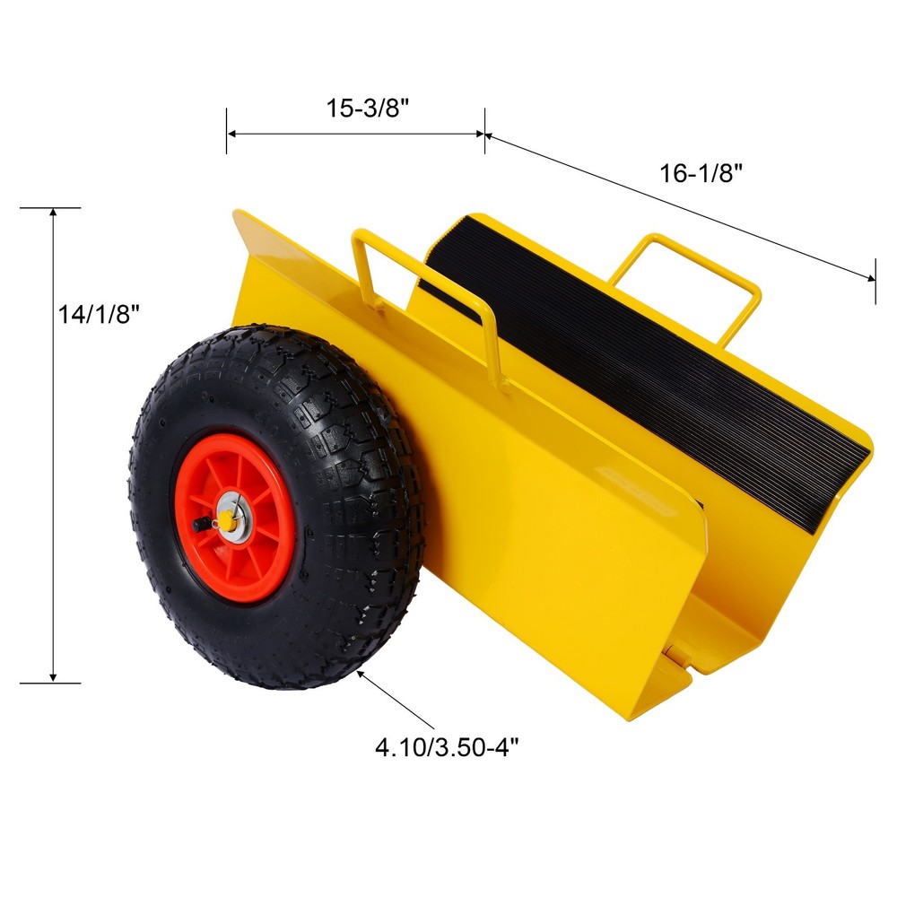 Heavy Duty Panel Dolly 600LB Capacity 10" Wheels Yellow