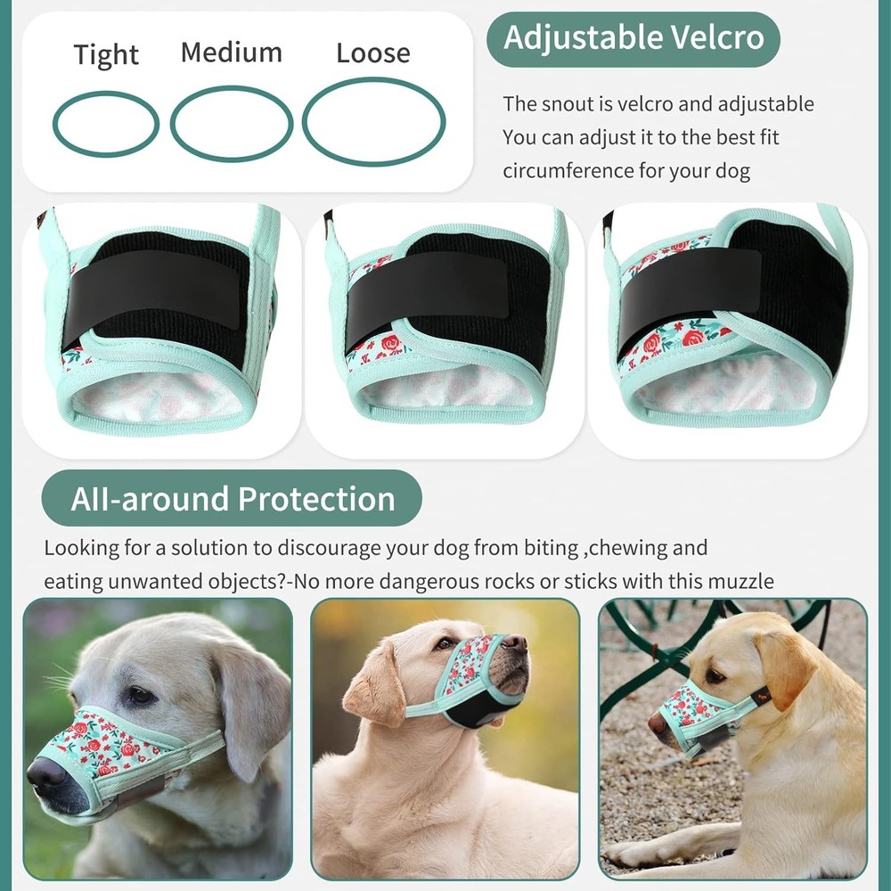 Dog Muzzle Nylon Breathable Adjustable Bite Chewing Barking Safe Fit