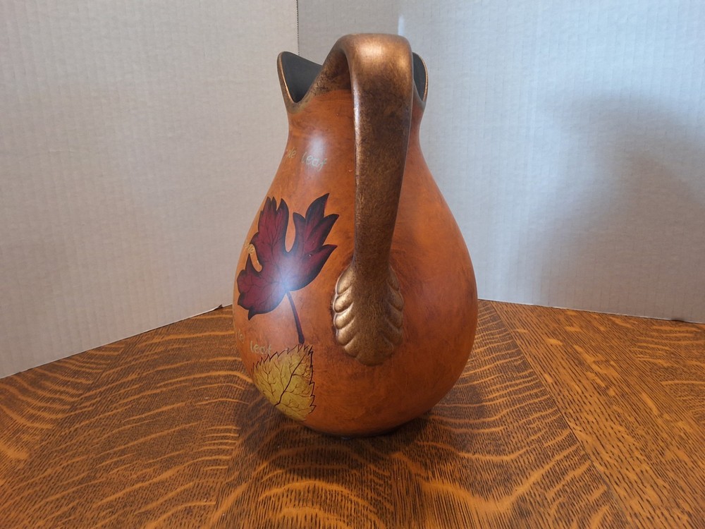 Pitcher Decorative Fall Leaves Thanksgiving 10" Tall