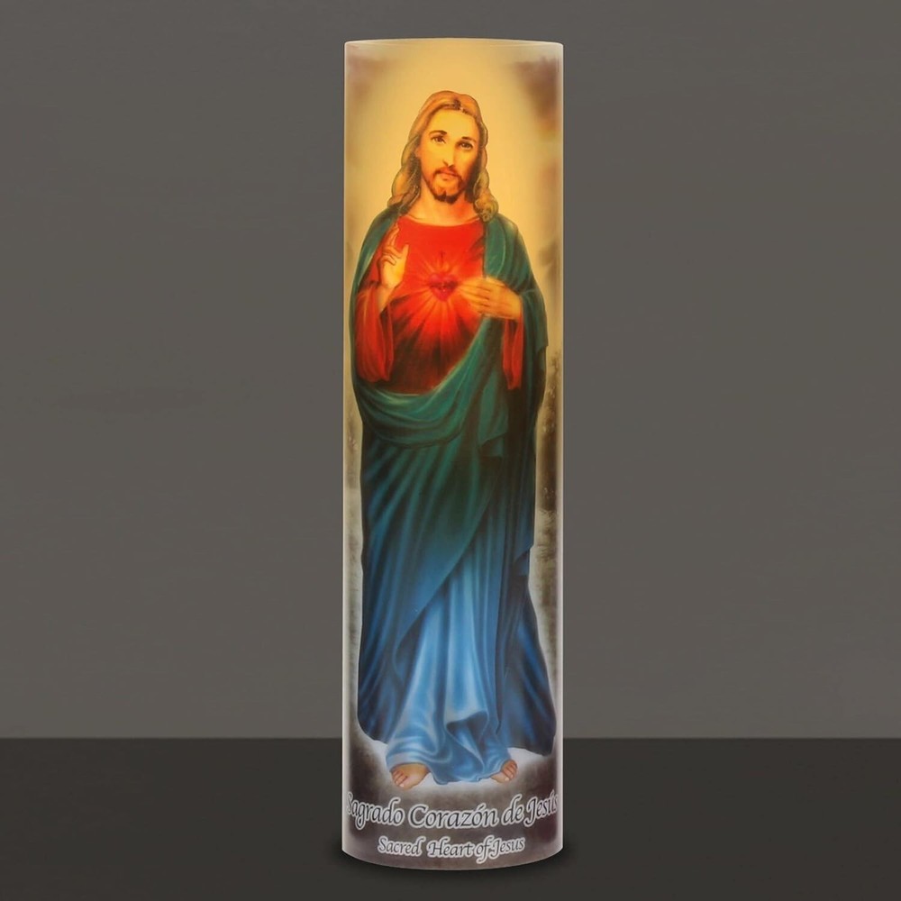 Jesus Flameless LED Devotional Prayer Candle with Automatic Timer Unique Decor