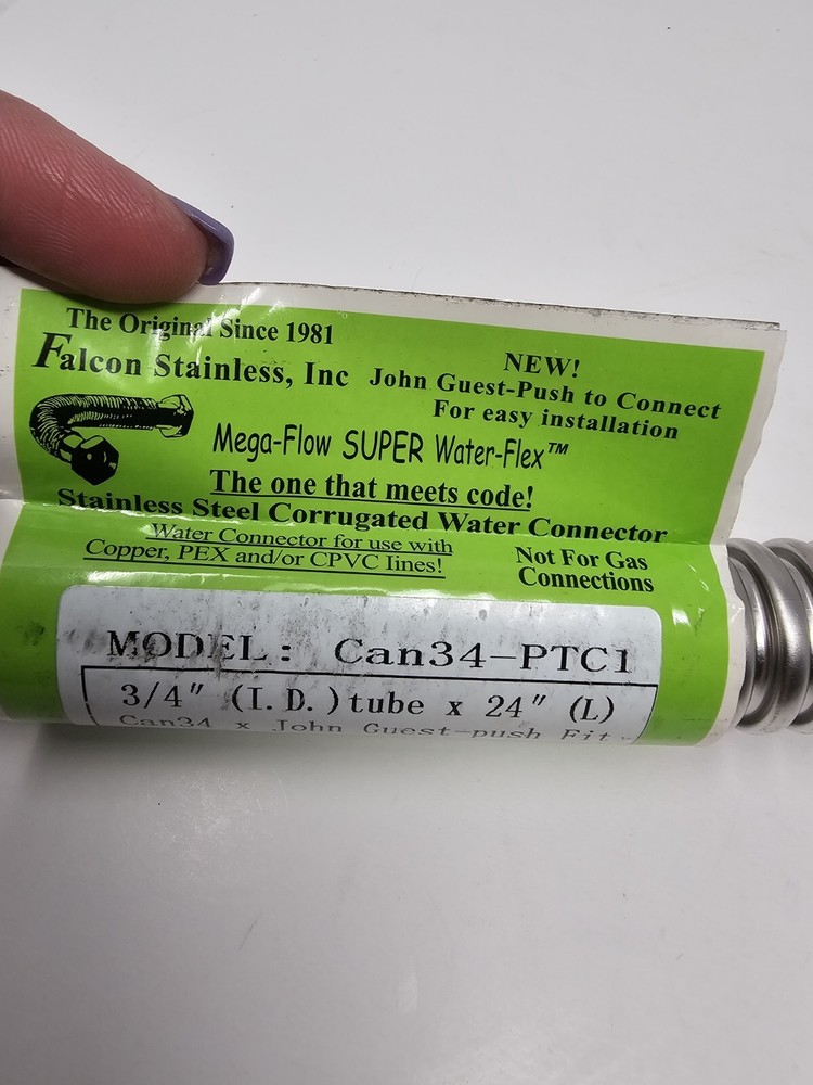 Falcon Stainless, Inc Mega-Flow SUPER Water-Flex Can34-PTC1 3/4" ID Tube x 24" L