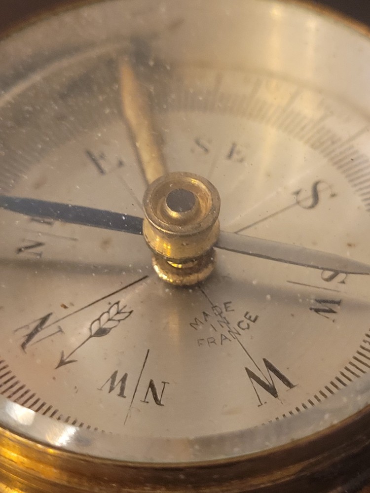 Antique Brass Glass Locking Compass