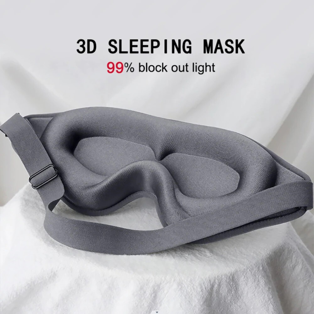 3D Sleep Mask Blindfold  99% Blackout Light