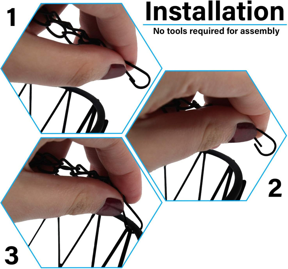 Heavy Duty - 3 Tier Hanging Kitchen Black Fruit Basket