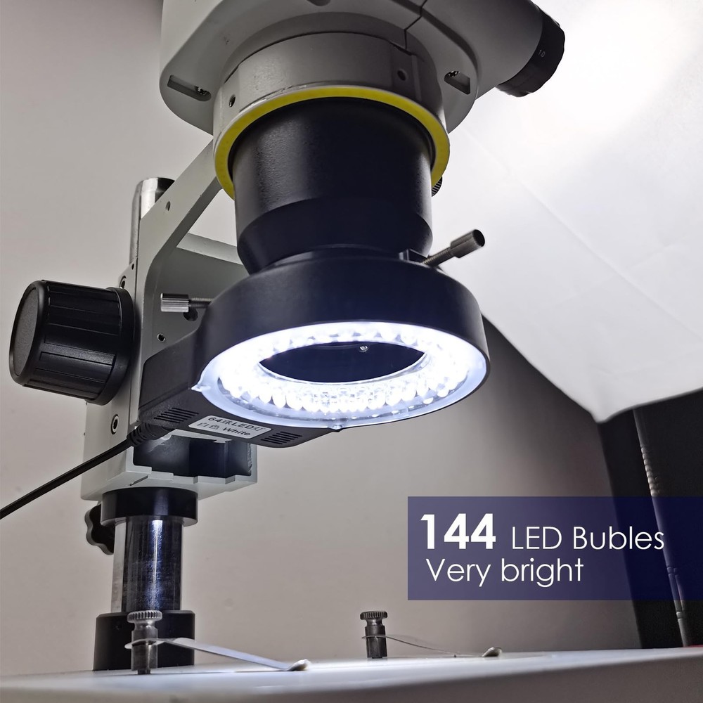 LED Ring Light Illuminator for Microscope, 144 LED Bubbles for Lab Monocular ...