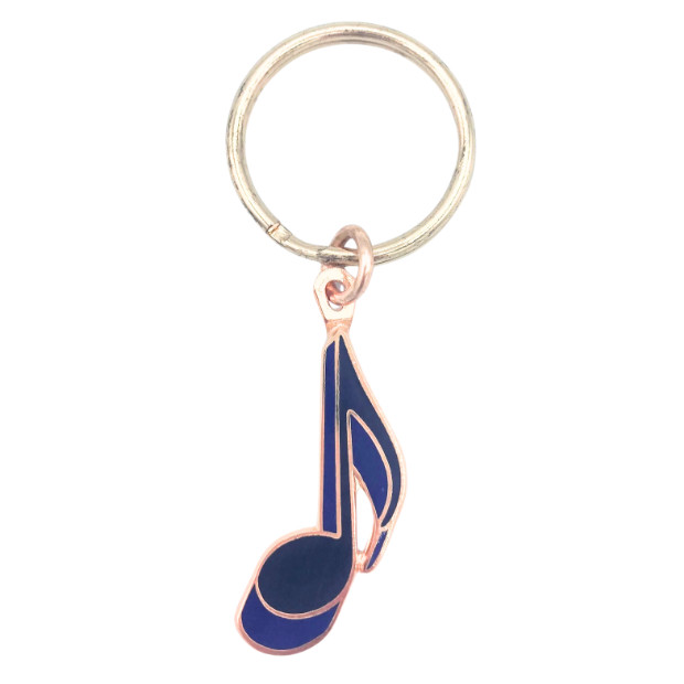 Keychain, Eighth Note, Black with Blue Shadow