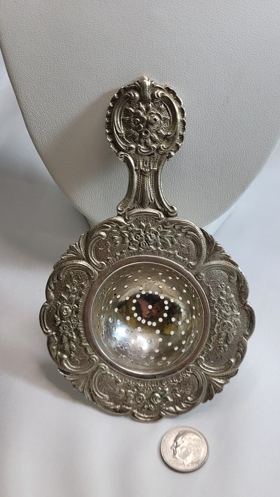Antique .800 Silver European Tea Strainer